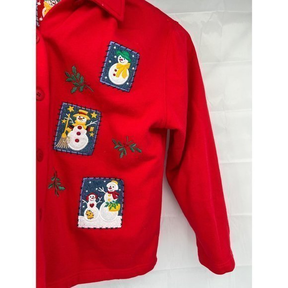 Vintage Red Baxter Wells Womens Snowman Patchwork Cotton Sweater Size M - Picture 4 of 5